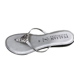 ITALIAN SHOE MAKER Metallic silver sandals with diamond decoration